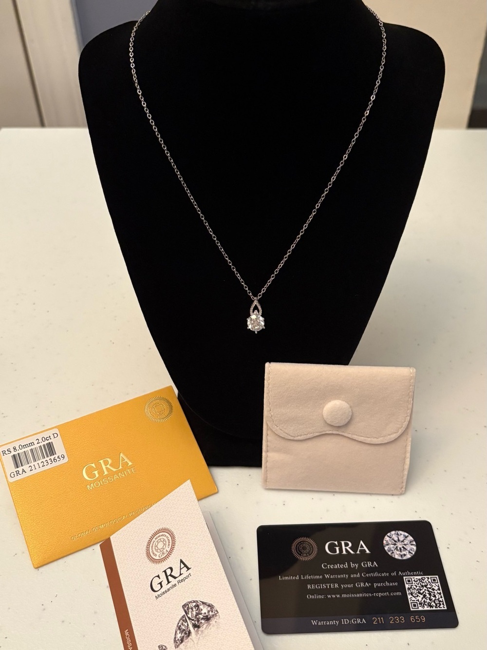 BEAUTIFUL GRA CERTIFIED 2ct. MOISSANITE NECKLACE! NWT